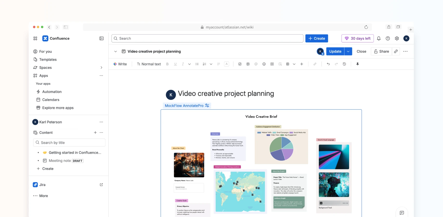 MockFlow board in Confluence