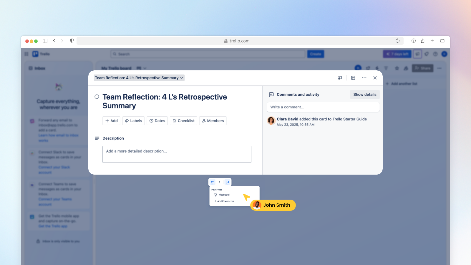 MockFlow board in Trello